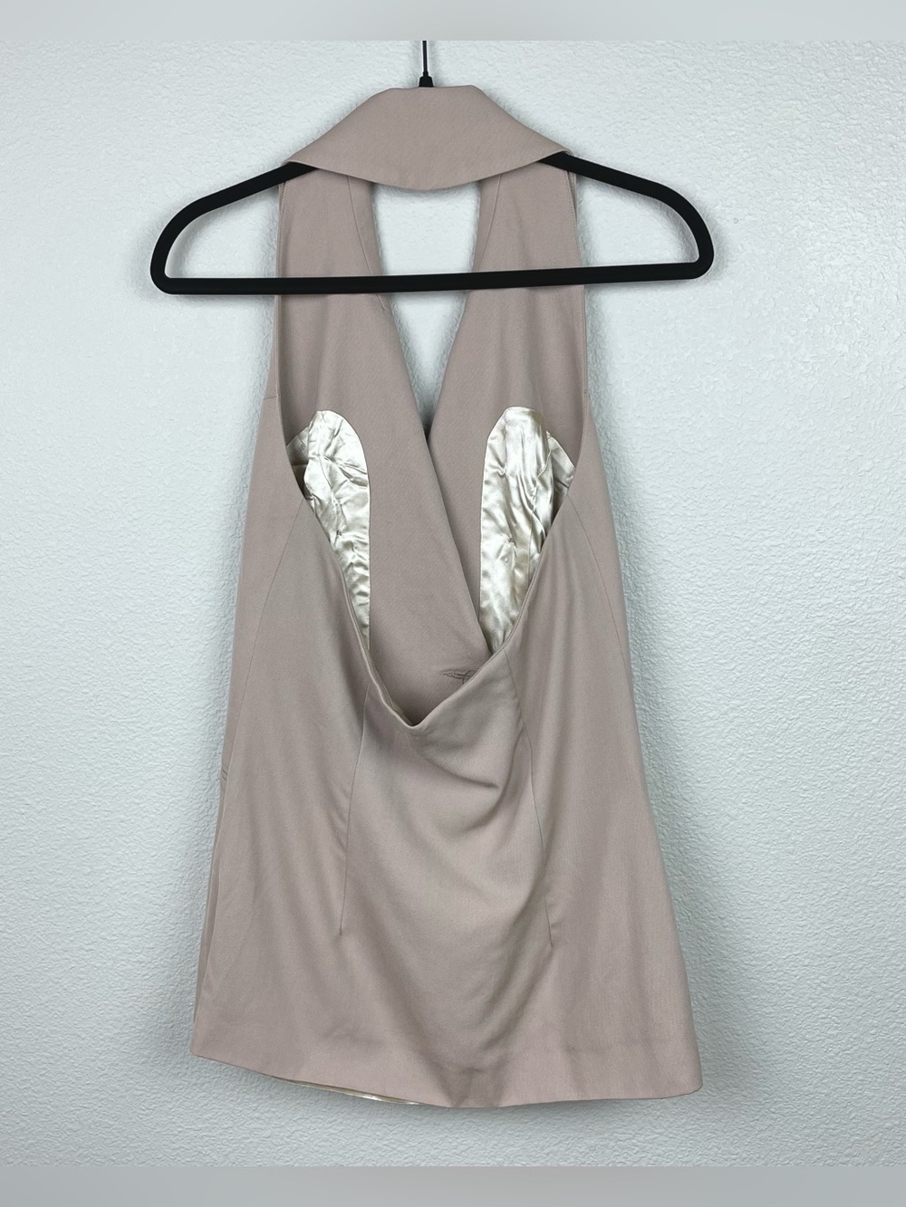 VTG Marc Christiani Women's 8 Backless Tan Blazer Halter Vest 100% Wool Neutral - Picture 10 of 15